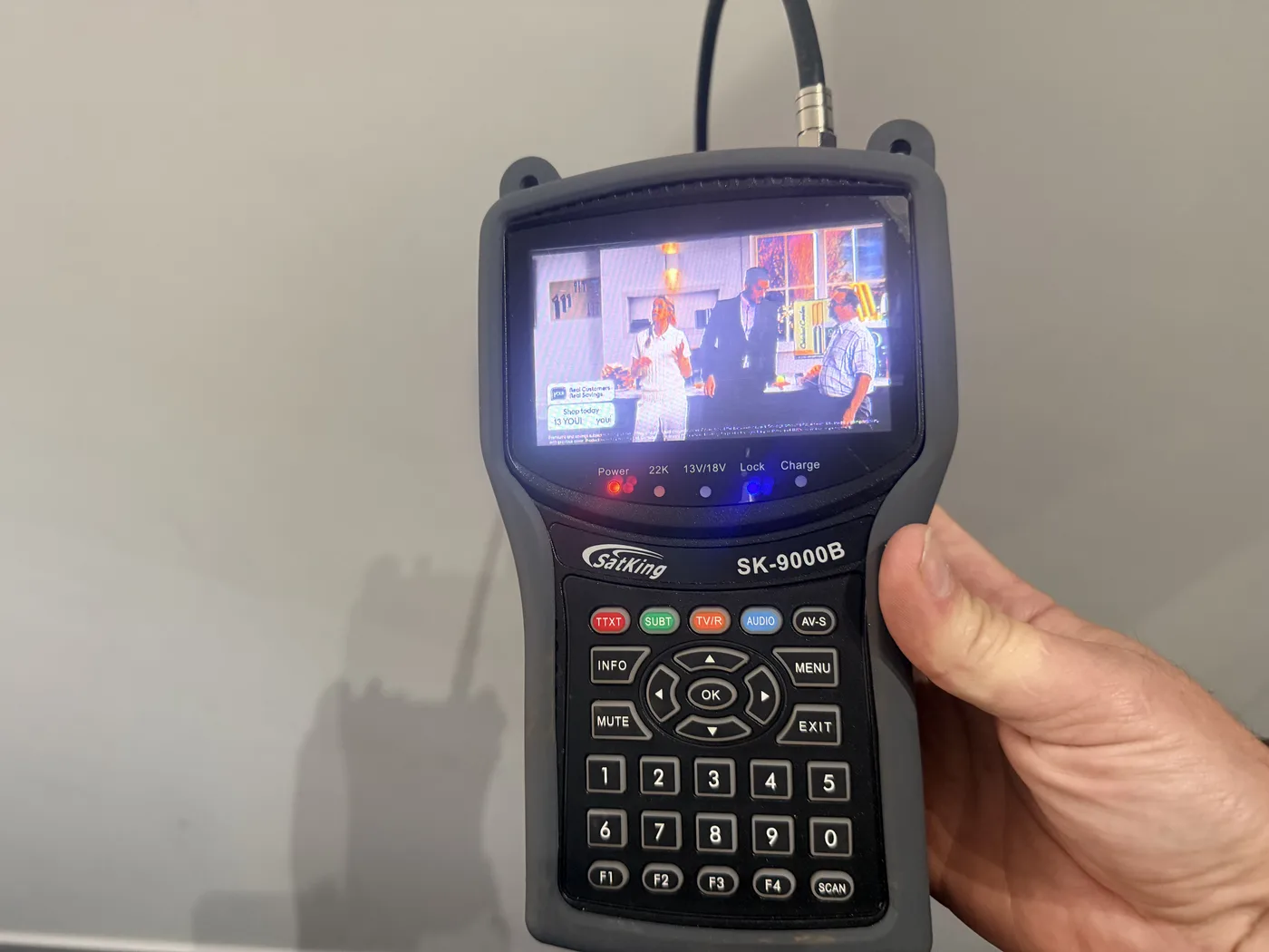 Signal meter used to diagnose a TV antenna fault