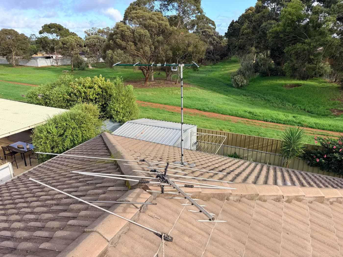 TV antenna job on a tiled roof in the Elizabeth area, Adelaide