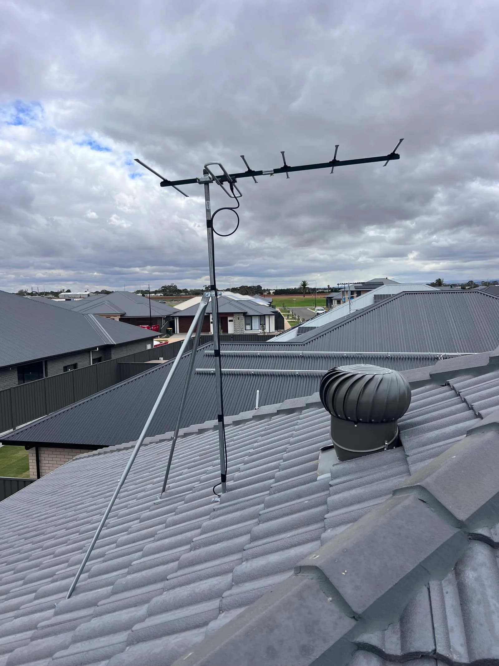 New TV antenna installed on a new-build home in the Riverlea Park estate, Adelaide